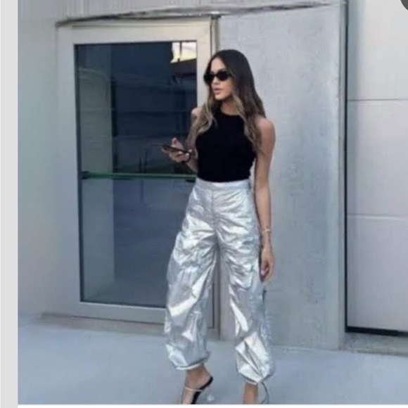 195. Zara Silver Joggers - Picture 2 of 7